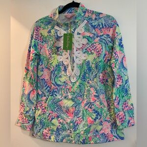 Lilly Pulitzer UPF 50+ Skipper Tunic Popover Mermaid Cove XXS NWT